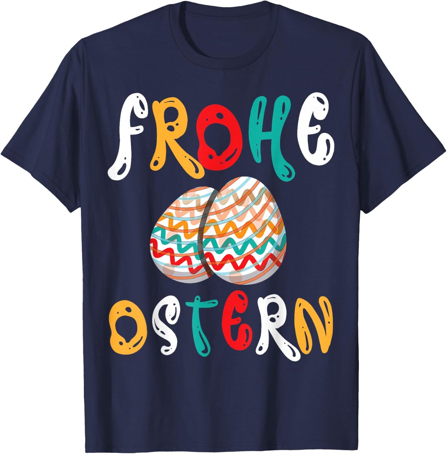 with Colourful Easter Eggs, black T-Shirt - T-Shirt | Navy