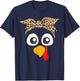 Turkey Face Leopard Headband Thanksgiving Pilgrim T-Shirt - T-Shirt | Navy