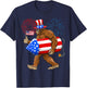 Patriotic Bigfoot, 4th of July, American Flag, Sasquatch T-Shirt - T-Shirt | Navy