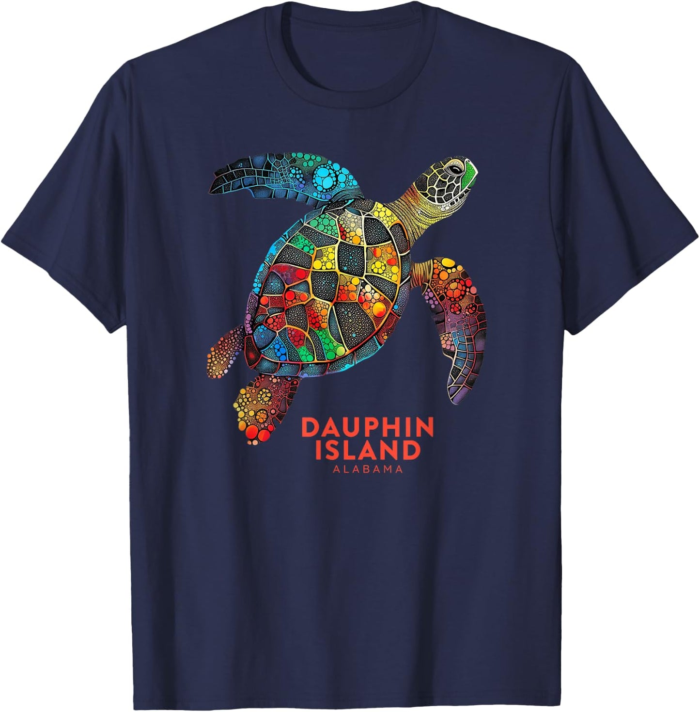 Dauphin Island Alabama Summer Vacation Sea Turtle Vintage Men Women T-Shirt - T-Shirt | Navy