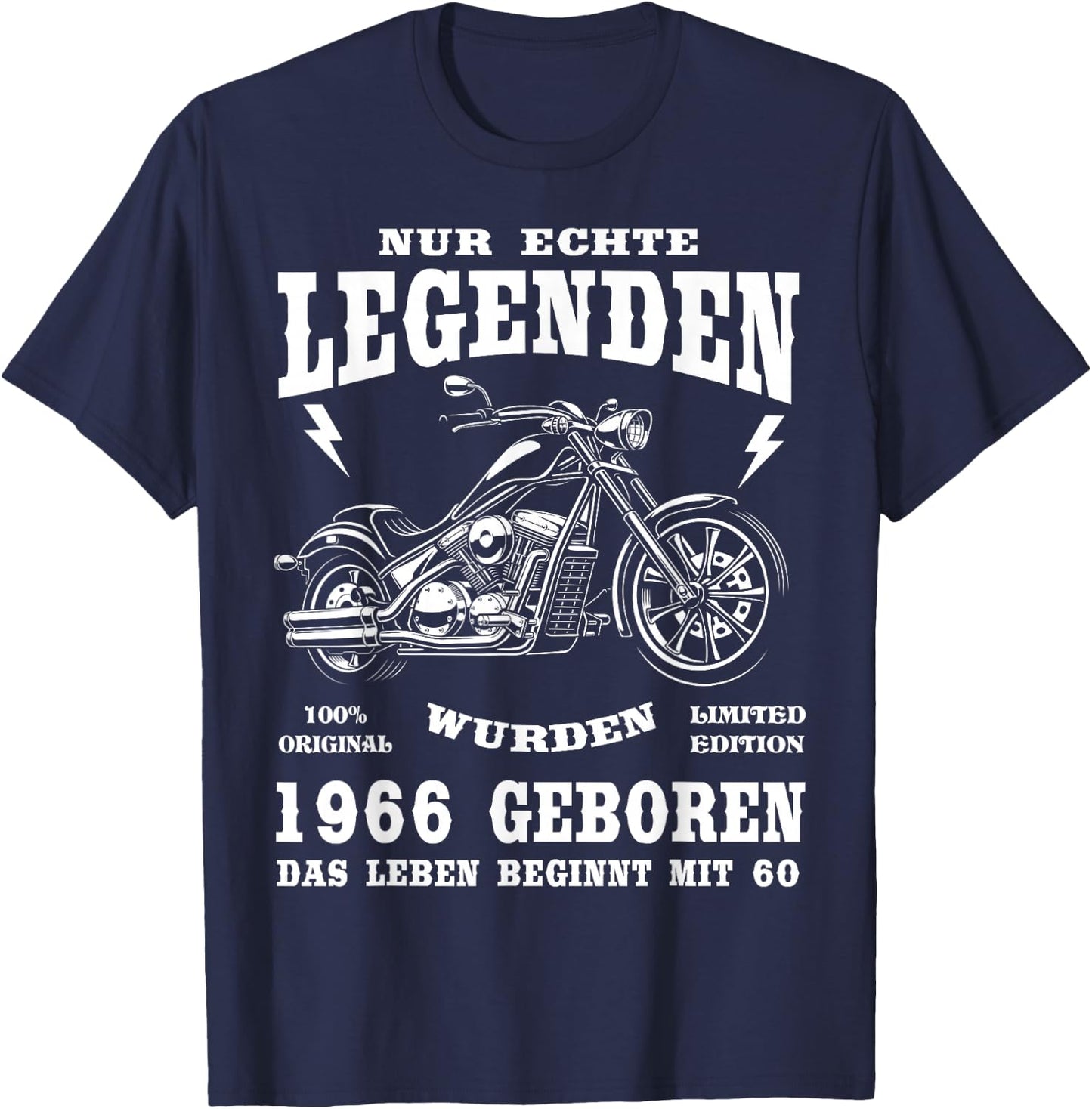 60 Geburtstag Mann Biker Geschenk Motorrad Chopper 1966 T-Shirt - T-Shirt | Navy