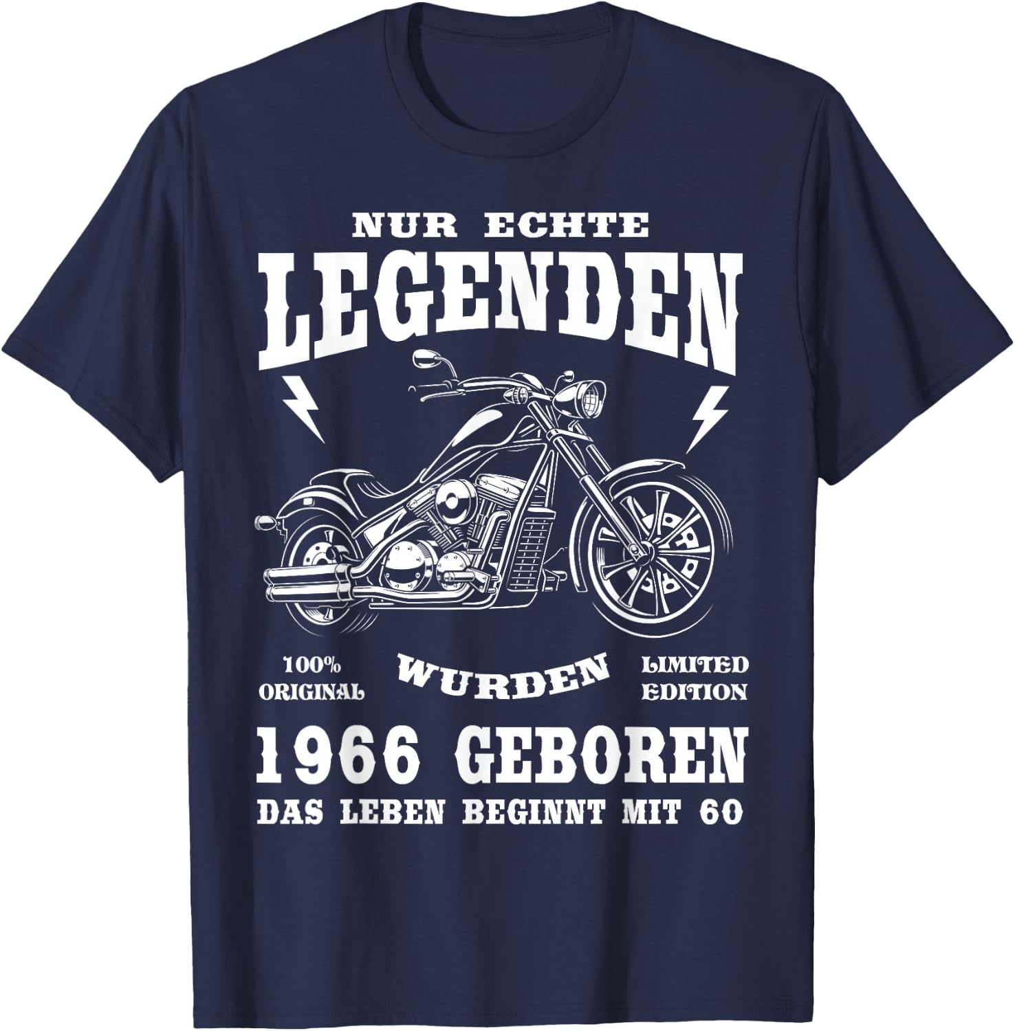 60 Geburtstag Mann Biker Geschenk Motorrad Chopper 1966 T-Shirt - T-Shirt | Navy
