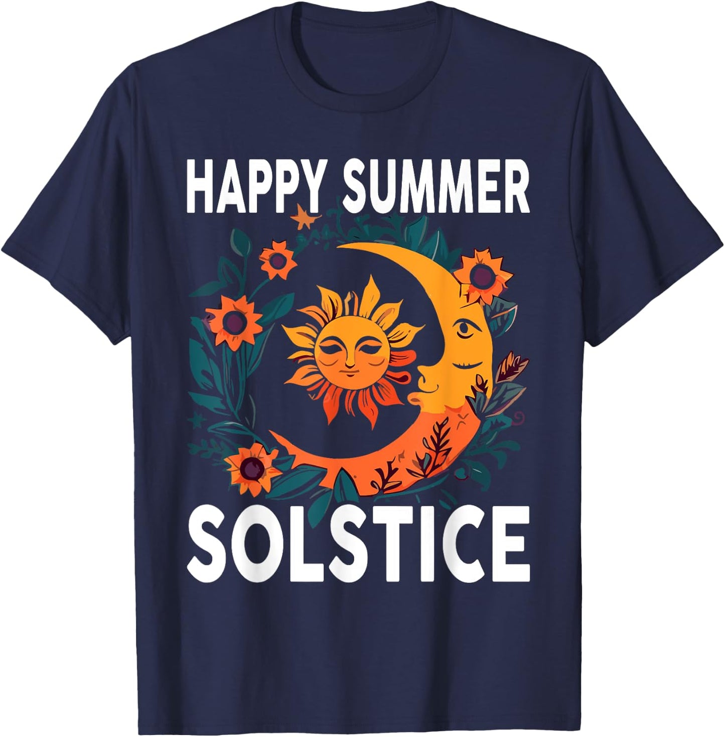 Earthy Happy Summer Solstice T-Shirt - T-Shirt | Navy