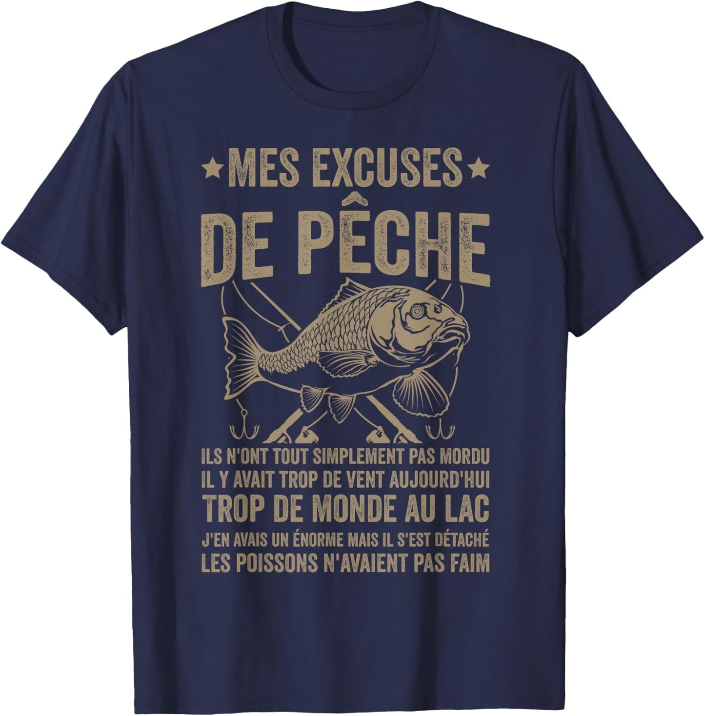 Funny Fisherman My Apologies Fishing , Black, S T-Shirt - T-Shirt | Navy