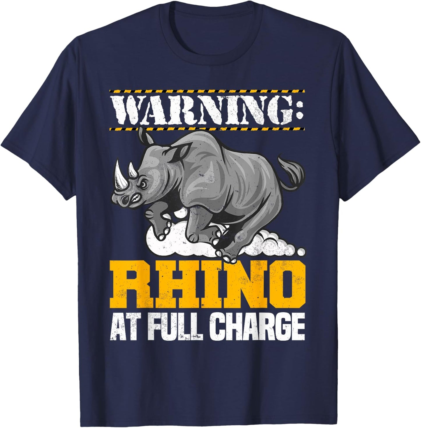 Rhino At Full Charge Cute Design For Rhino Lover T-Shirt - T-Shirt | Navy