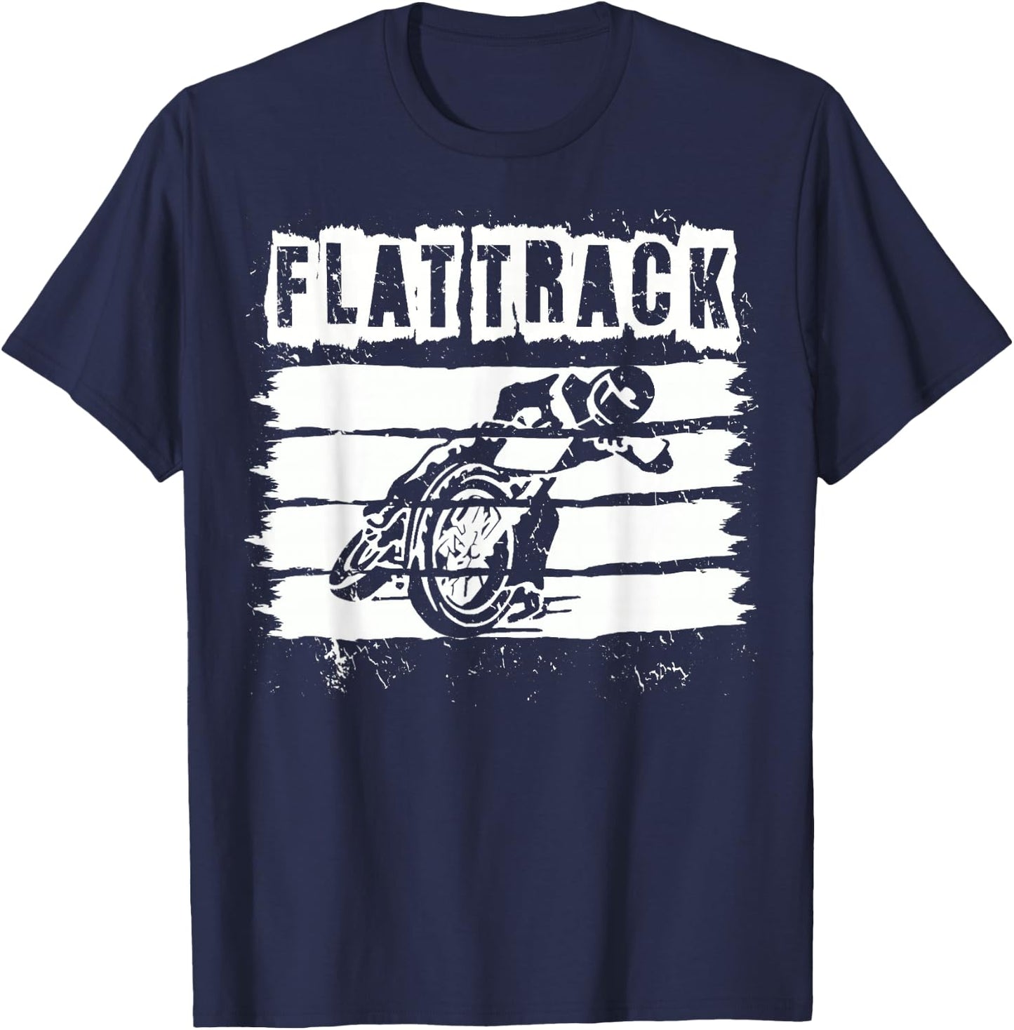 FLAT TRACK MOTORCYCLE racing dirt track speedway shirt T-Shirt - T-Shirt | Navy