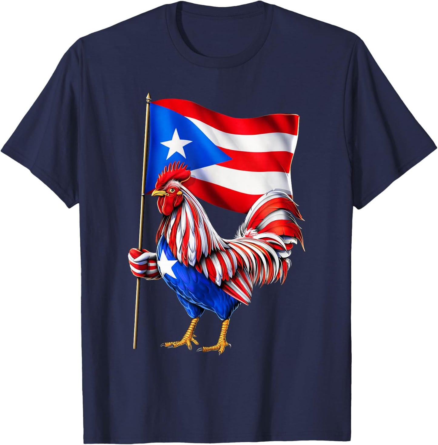 Rooster Puerto Rico Flag Boricua Puerto Rican Heritage T-Shirt - T-Shirt | Navy