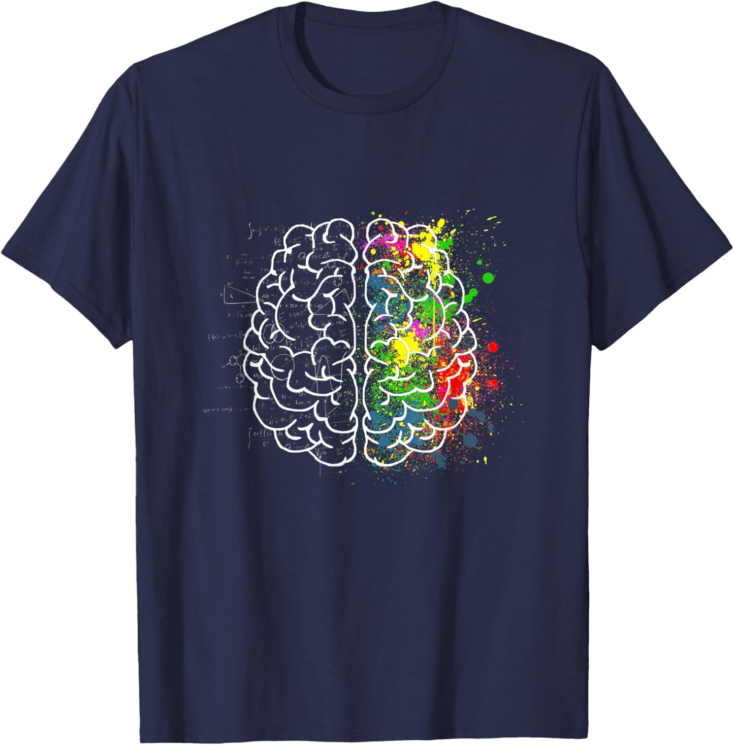 Right and Left Brain Parts Functions Psychology Neuroscience T-Shirt - T-Shirt | Navy