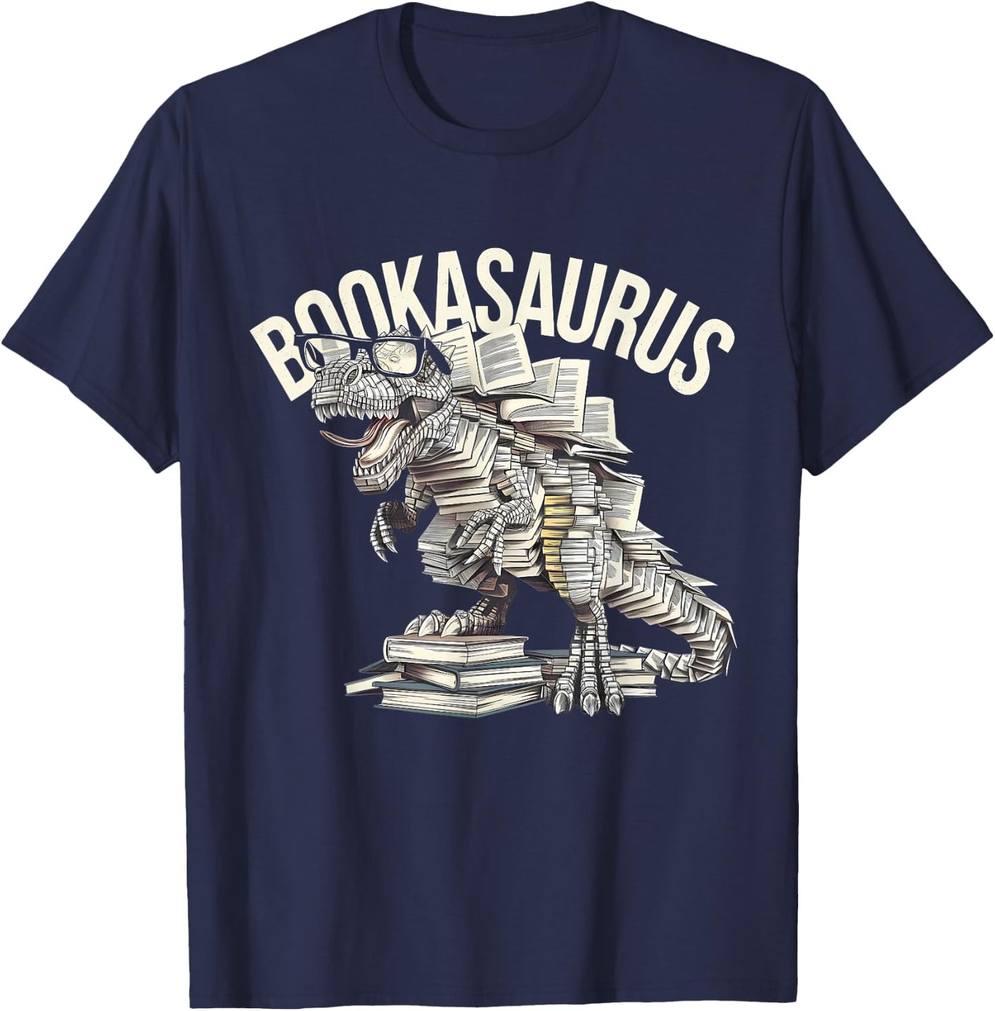 Book Dinosaur Bookworm T-Rex Dino Reading Books Funny Book T-Shirt - T-Shirt | Navy