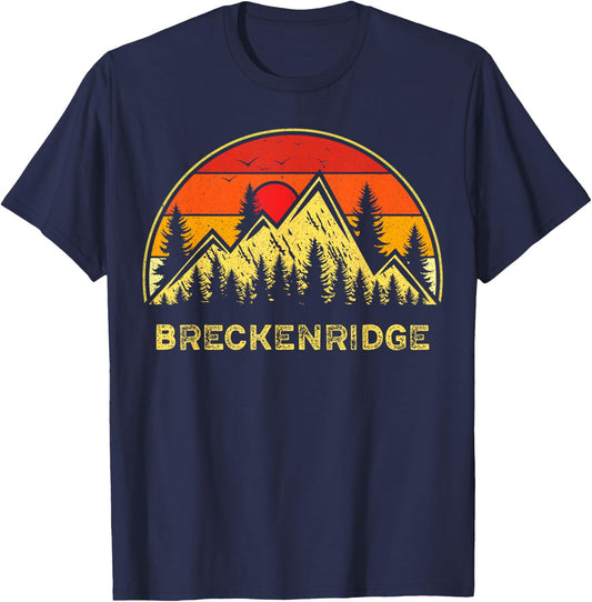 Vintage Breckenridge Colorado CO Mountains Hiking Souvenir T-Shirt - T-Shirt | Navy