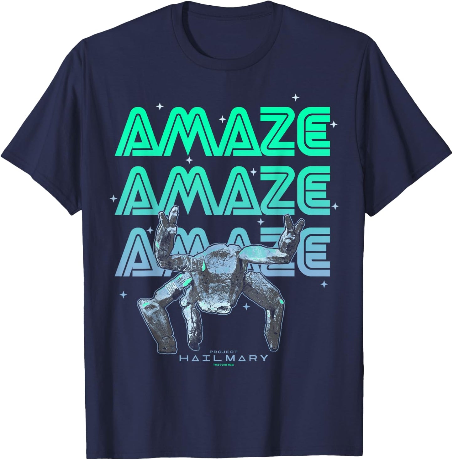 Project Hail Mary Amazing Rocky The Alien Neon Portrait T-Shirt - T-Shirt | Navy