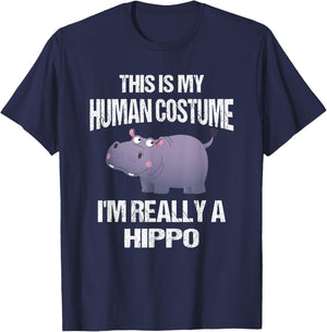 Hippo This Is My Human Costume - Funny Halloween Last Minute T-Shirt - T-Shirt | Navy