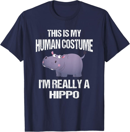 Hippo This Is My Human Costume - Funny Halloween Last Minute T-Shirt - T-Shirt | Navy