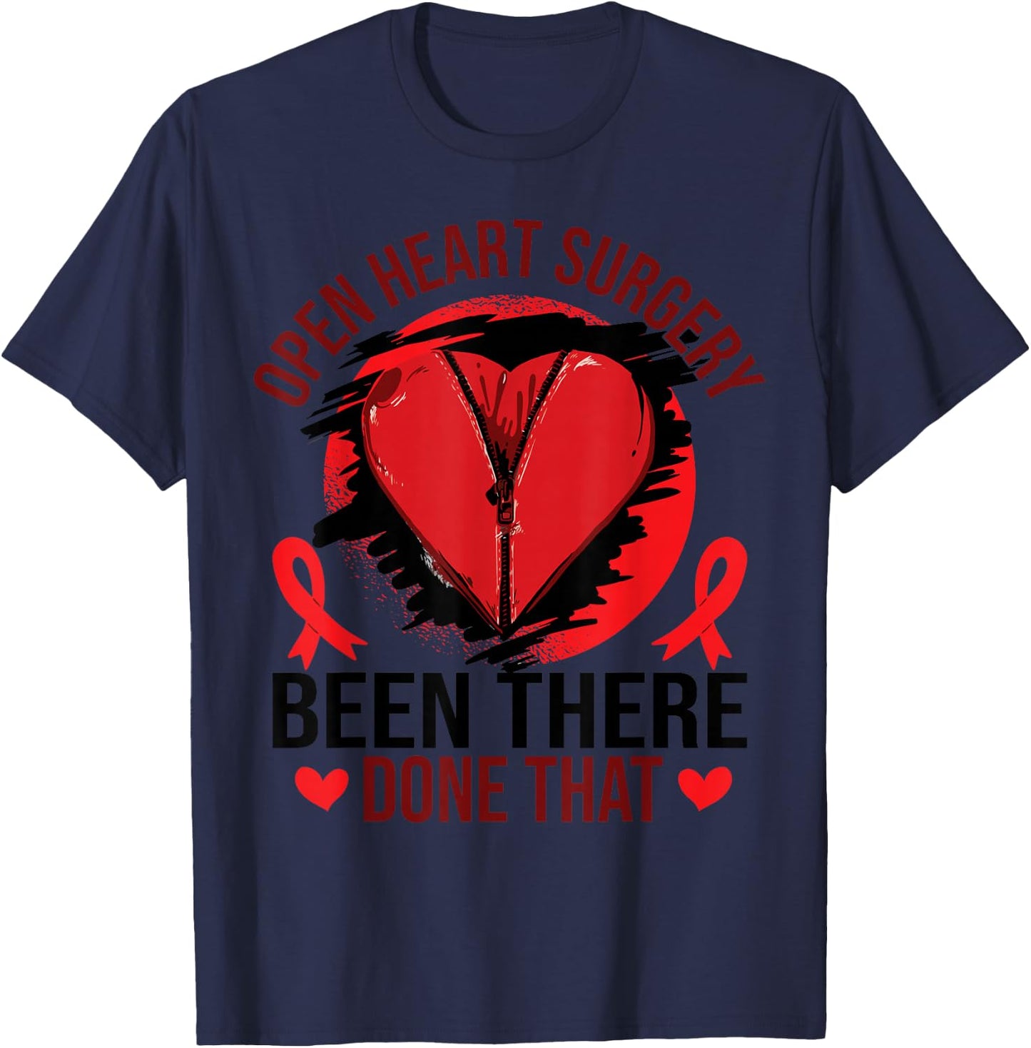 Heart Disease Awareness | Open Heart Surgery T-Shirt - T-Shirt | Navy