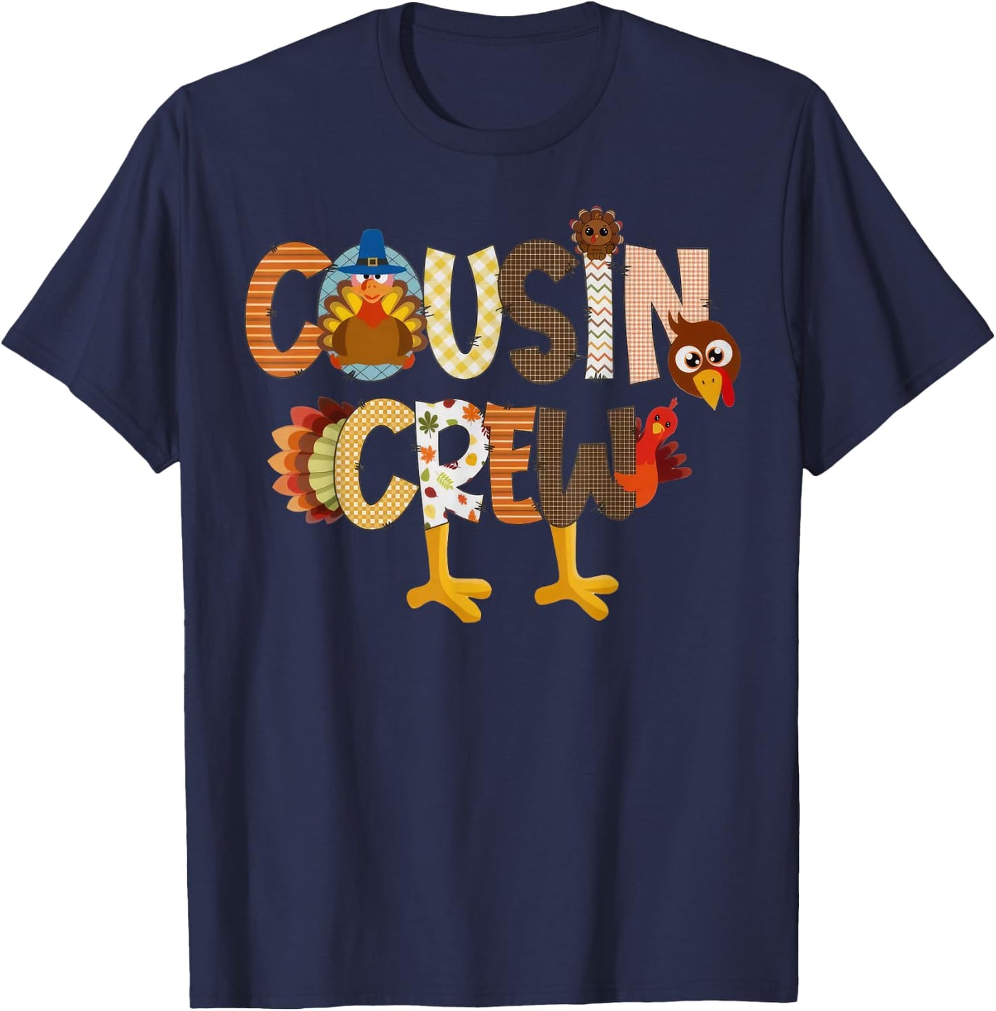 Cousin Crew Thanksgiving Family Matching Turkey Toddler Kids T-Shirt - T-Shirt | Navy