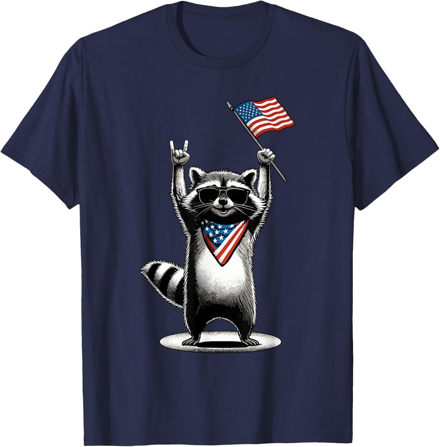 USA Patriotic Raccoon Men Women Kids Funny 4th of July T-Shirt - T-Shirt | Navy