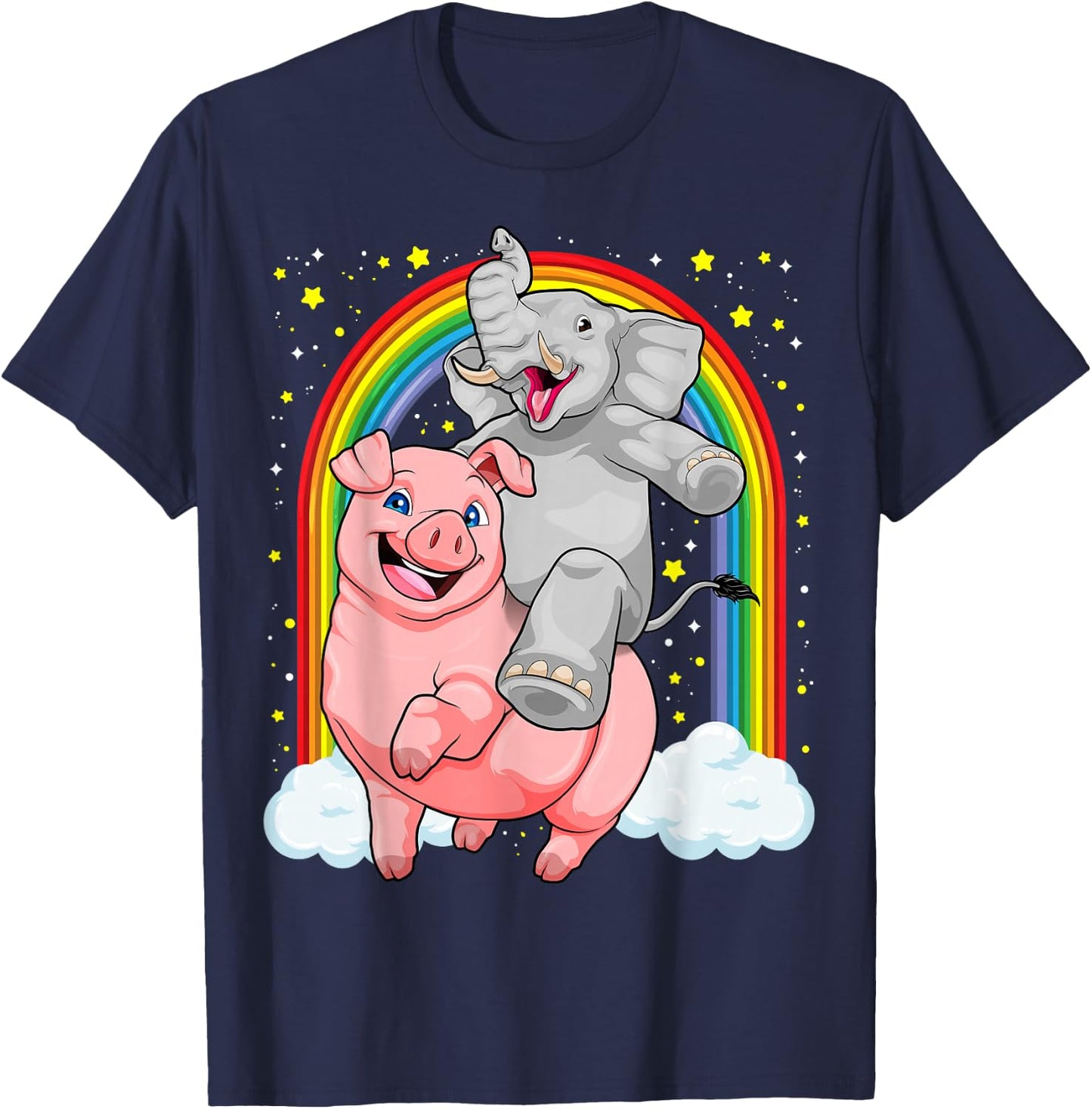 Elephant Riding Pig Funny And Magical Elephant Pig Pun T-Shirt - T-Shirt | Navy