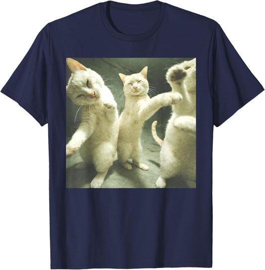 Unhinged Dancing Cats Silly Meme Men Women T-Shirt - T-Shirt | Navy