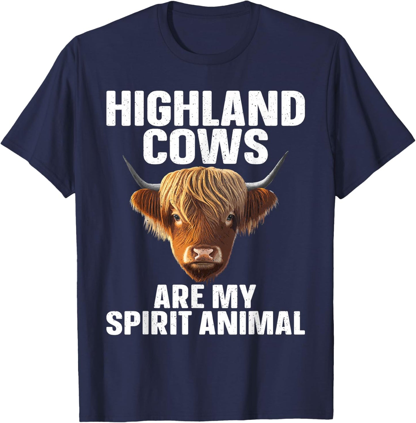 Funny Highland Cow Design Women Highlander Cow Lover T-Shirt - T-Shirt | Navy