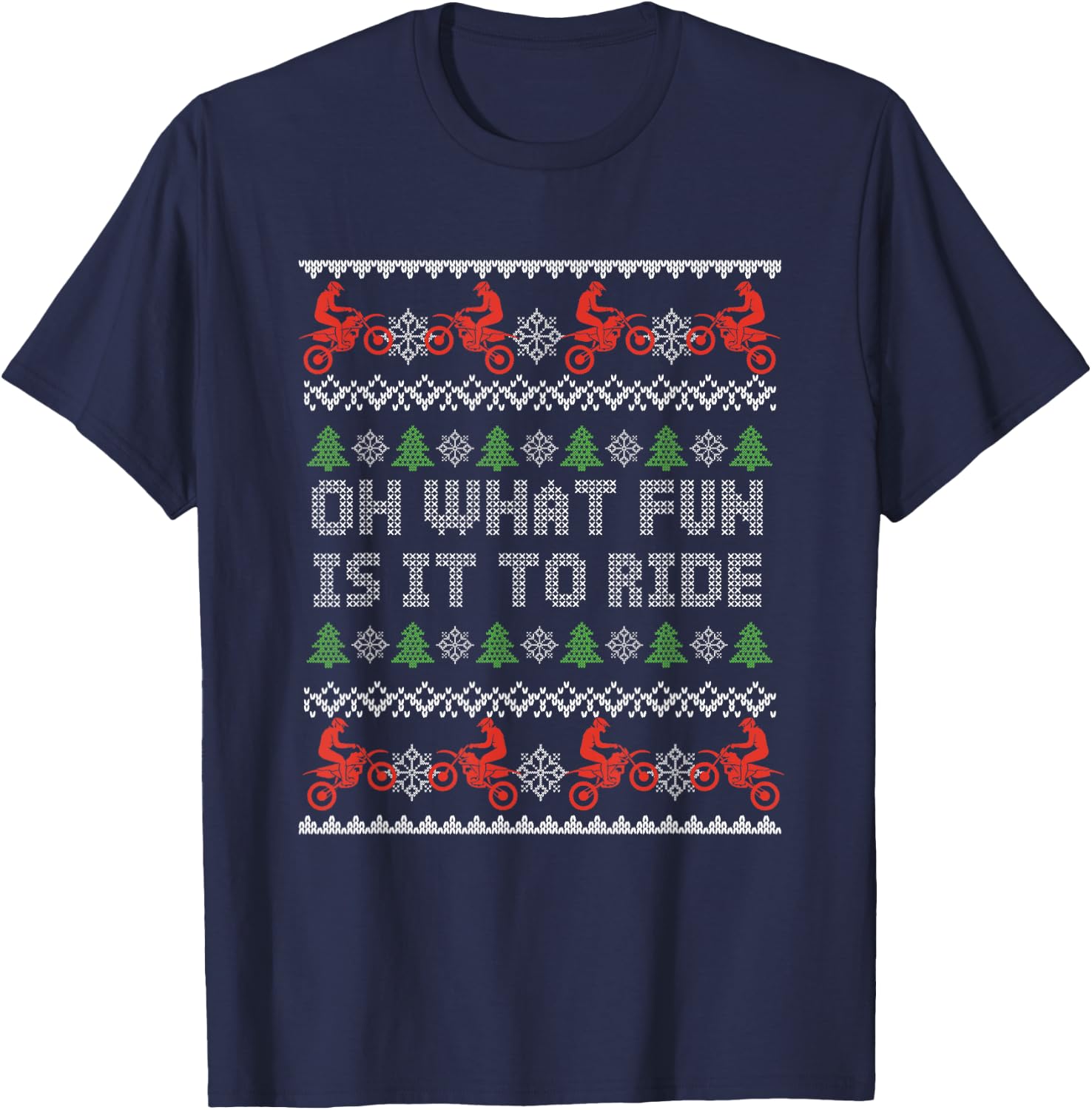 Biker Biking Offroad Extreme Sports Motorbike -Adults Xmas Christmas Motocross Bike Dirt Ride Ugly Gift T-Shirt - T-Shirt | Navy