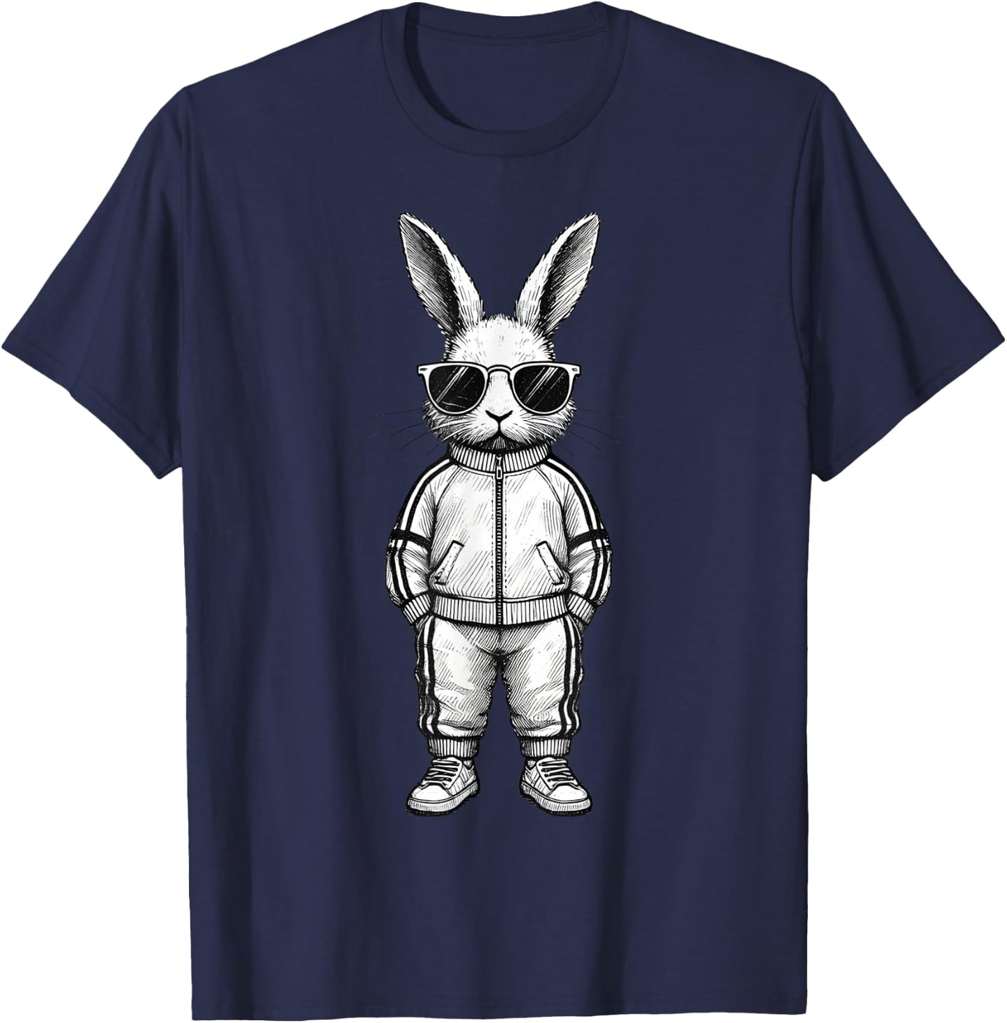 Bunny Face With Sunglasses Easter Day for Boys Men Kids T-Shirt - T-Shirt | Navy