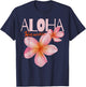 Aloha Hawaii Tropical Islands Plumeria Flower Women T-Shirt - T-Shirt | Navy