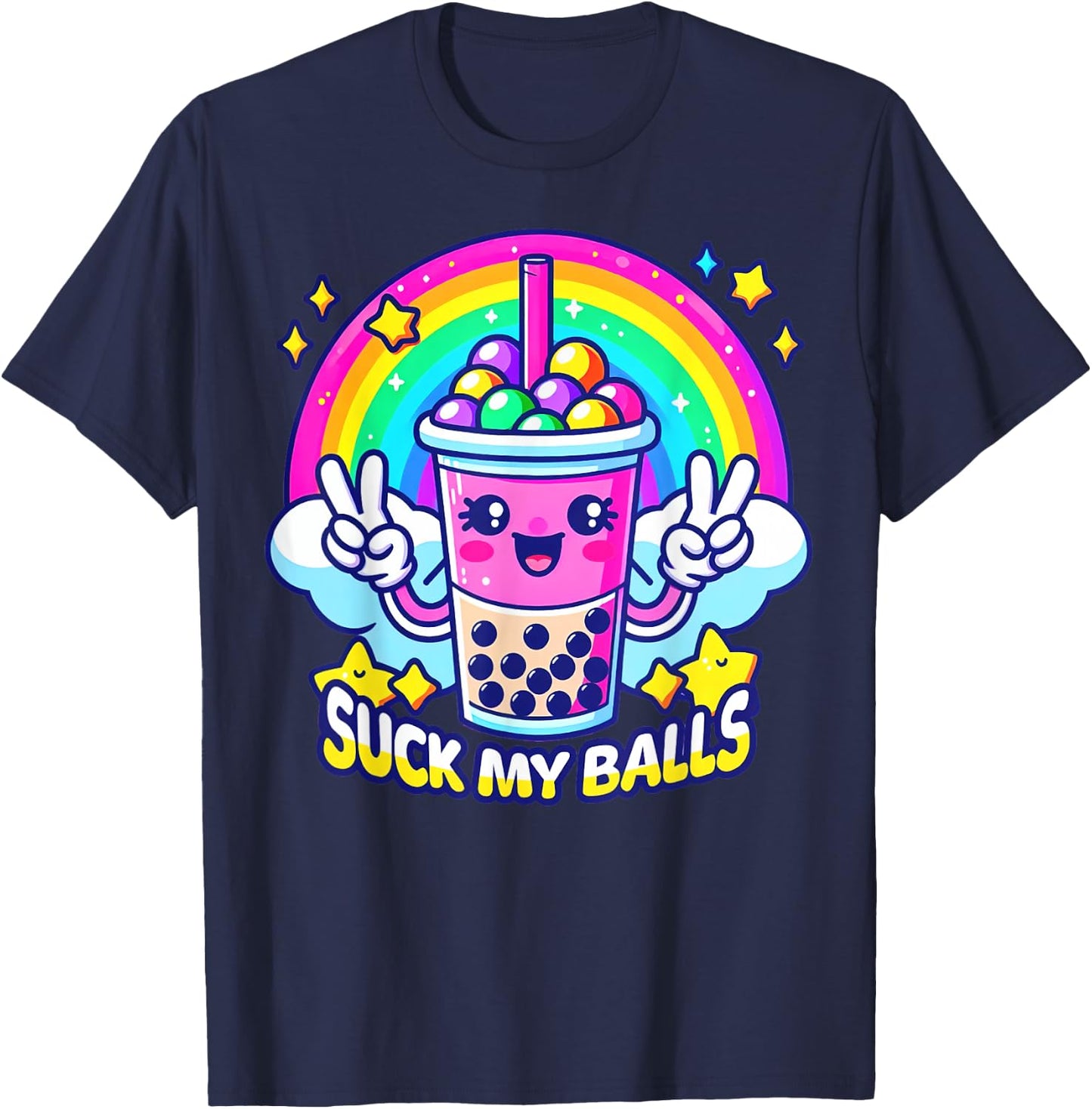 Suck My Balls Funny Boba Tea T-Shirt - T-Shirt | Navy