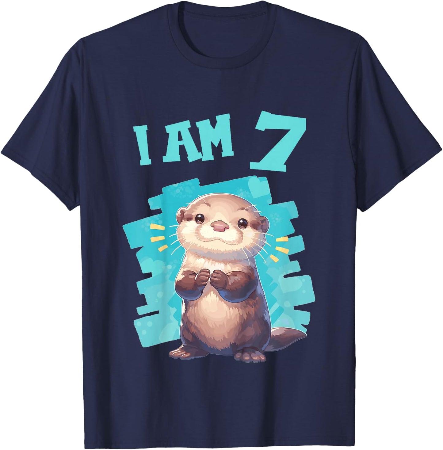 7 Years old 7 birthday Otters Boy Girl Otter T-Shirt - T-Shirt | Navy
