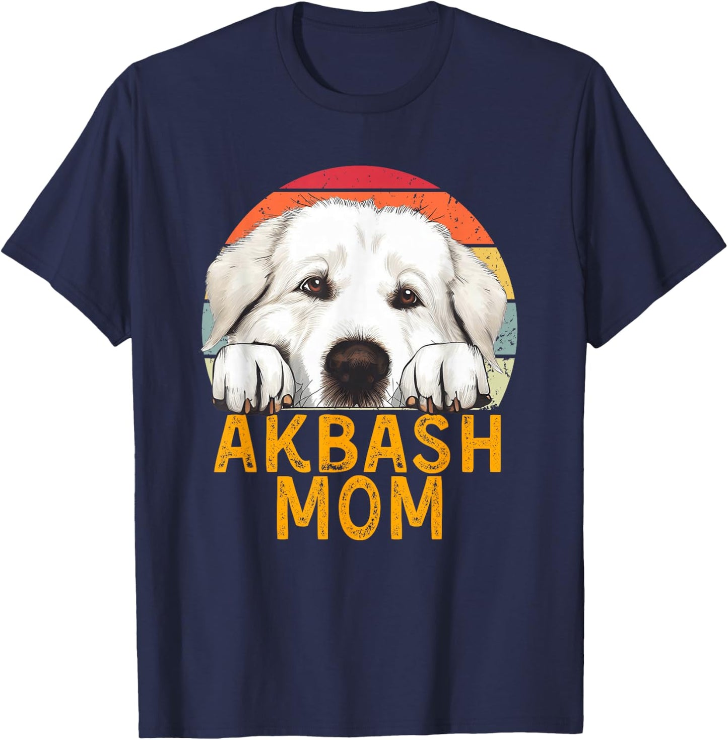 Akbash Dog Mom Funny Retro Vintage Pet Owner Lover T-Shirt - T-Shirt | Navy