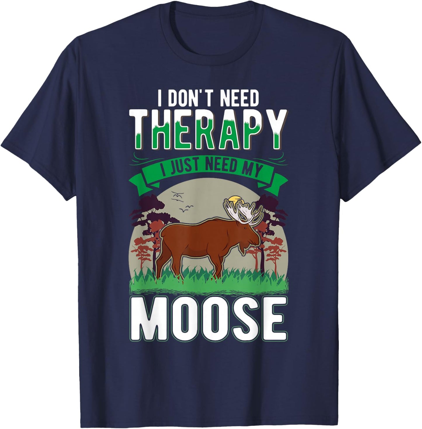 Moose Therapy Moose Antler Scandinavia Moose T-Shirt - T-Shirt | Navy