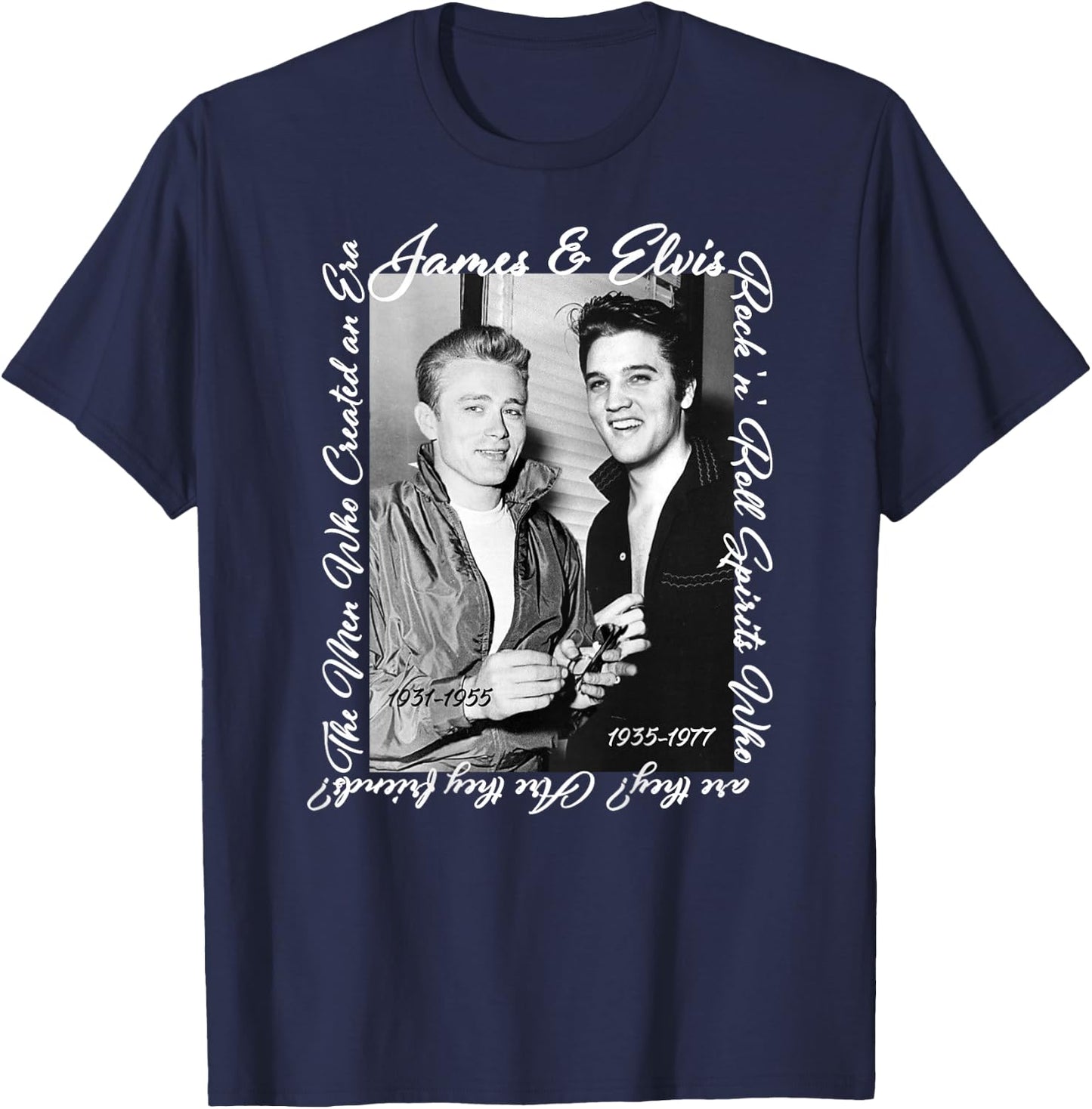 James Dean_Elvis Presley_Back Printed , black T-Shirt - T-Shirt | Navy