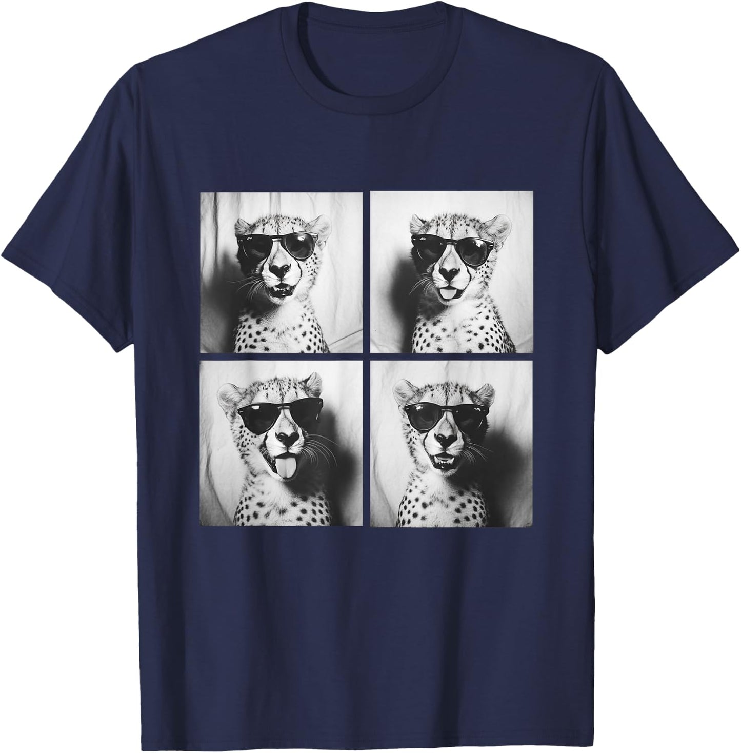 Funny Cheetah with Sunglasses Cool Feline Animals Humor Meme T-Shirt - T-Shirt | Navy
