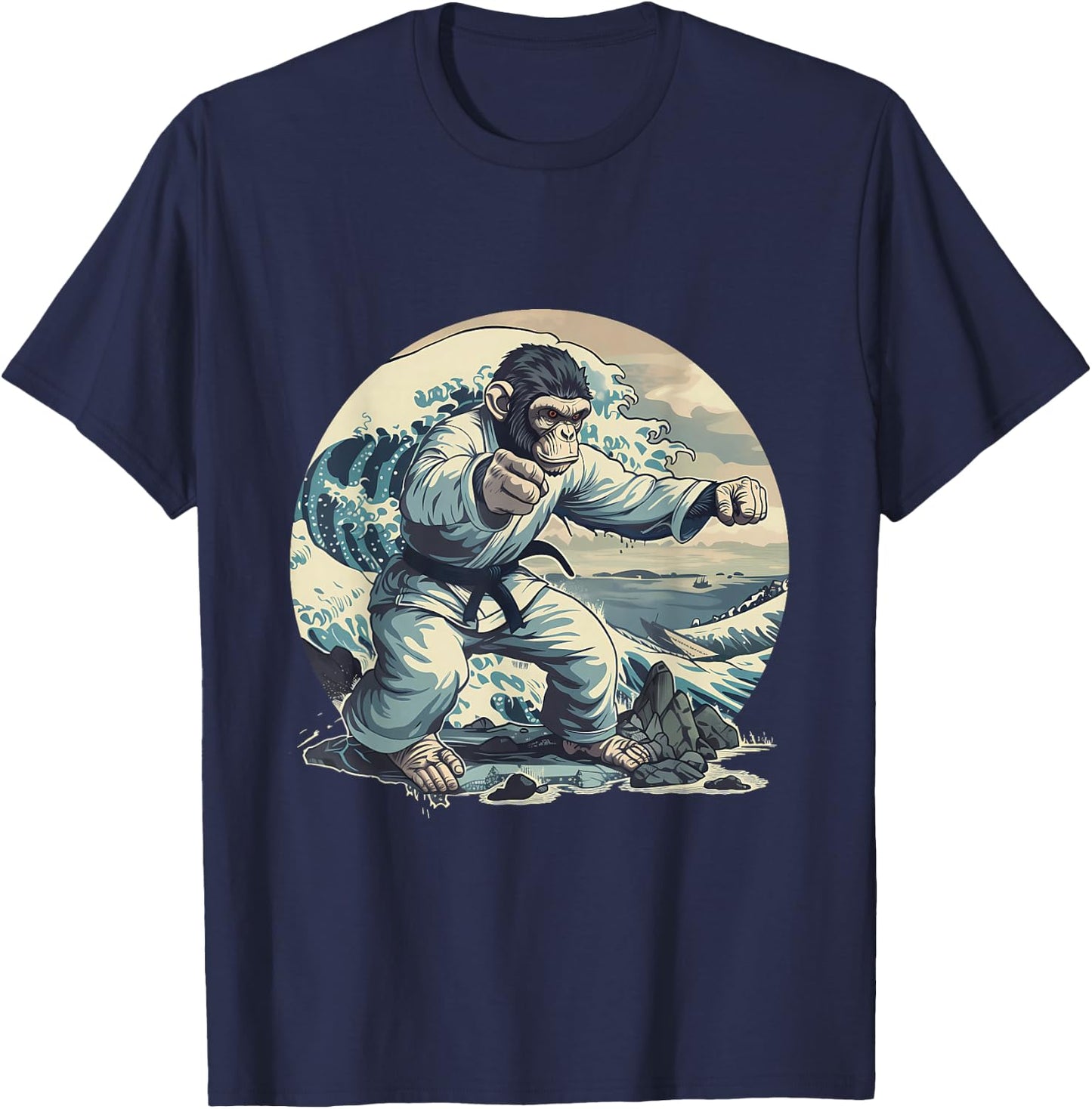 Judo Monkey Waves Kung Fu Judo Monkey Lover Taekwondo T-Shirt - T-Shirt | Navy