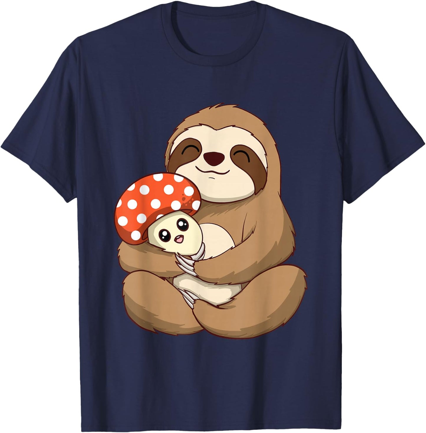 Hugging Sloth And Mushroom - Zookeeper Wildlife Animal Lover T-Shirt - T-Shirt | Navy