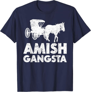 Amish Gangsta Horse and Buggy - Funny Amish T-Shirt - T-Shirt | Navy