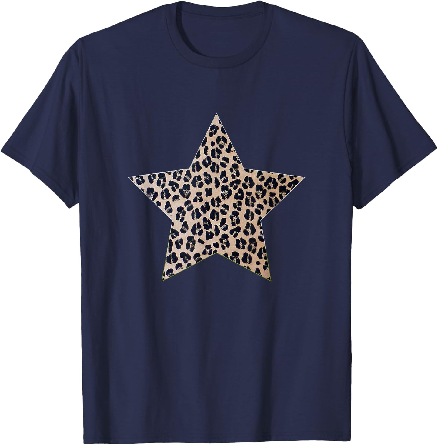 Star Shape - Cute Cheetah Leopard Print Graphic T-Shirt - T-Shirt | Navy