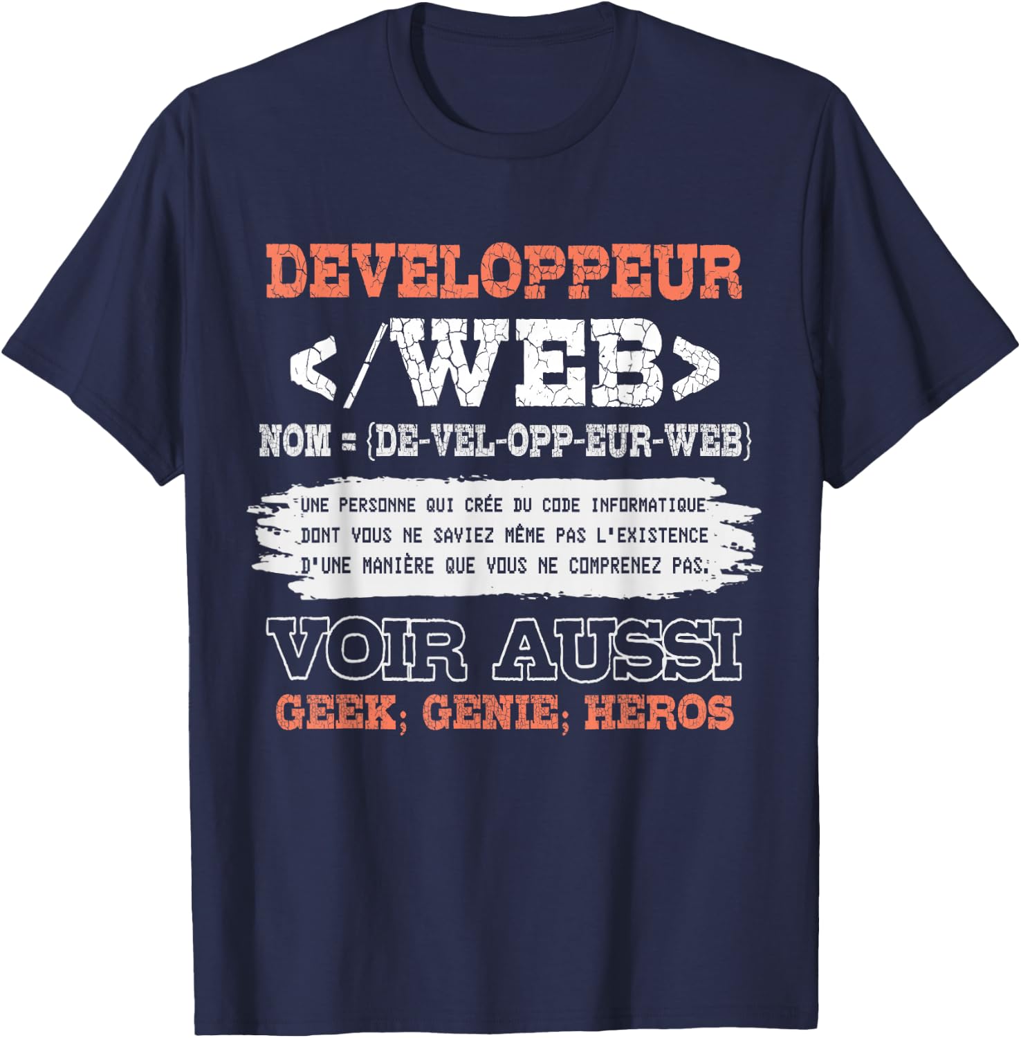 Web Developer Man Woman Humor Code Computer , Black, S T-Shirt - T-Shirt | Navy