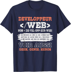 Web Developer Man Woman Humor Code Computer , Black, S T-Shirt - T-Shirt | Navy