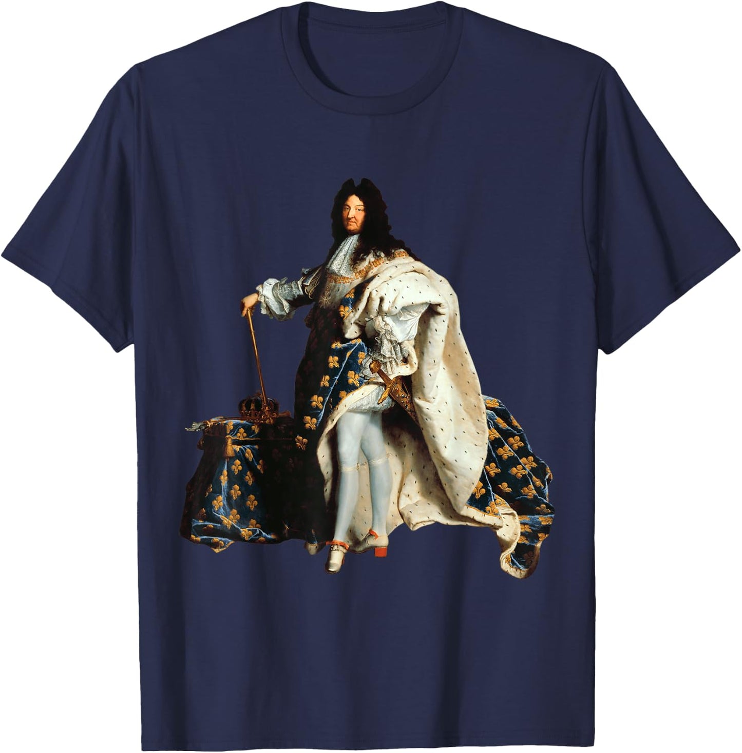 Louis XIV, Louis 14, French King Royalist Fleur de Lys , Black, S T-Shirt - T-Shirt | Navy