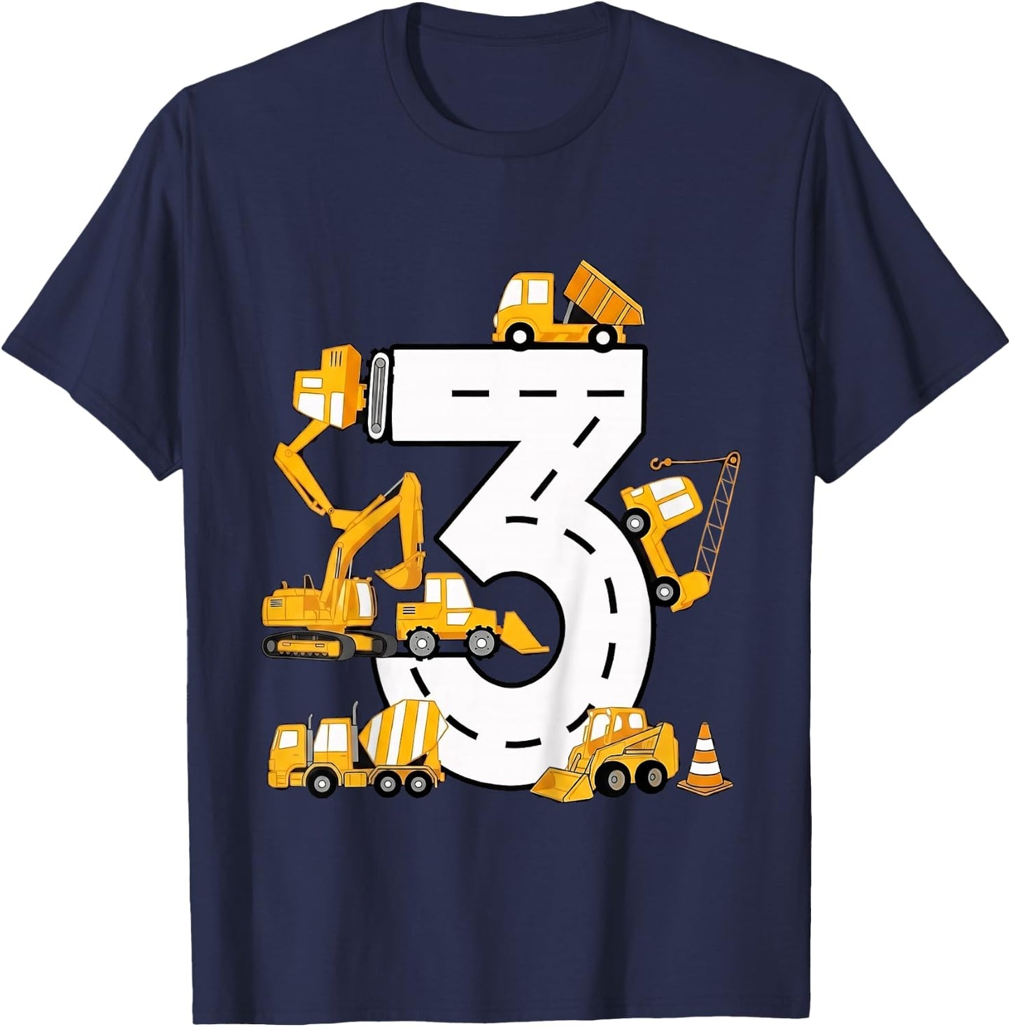 Kinder 3. Jahre Geburtstag Junge Baujunge 3 Jahre alt T-Shirt - T-Shirt | Navy
