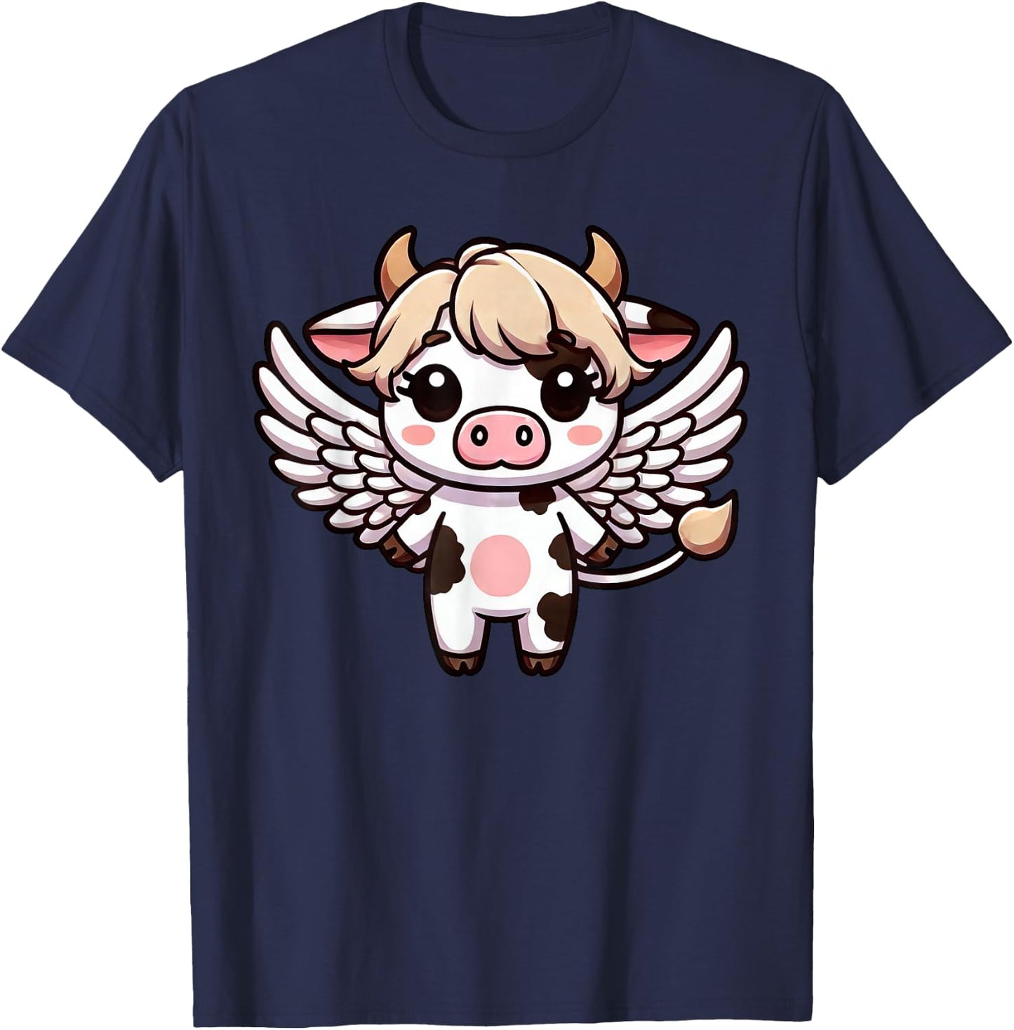 Cute Kawaii Angel Cow with Wings T-Shirt - T-Shirt | Navy