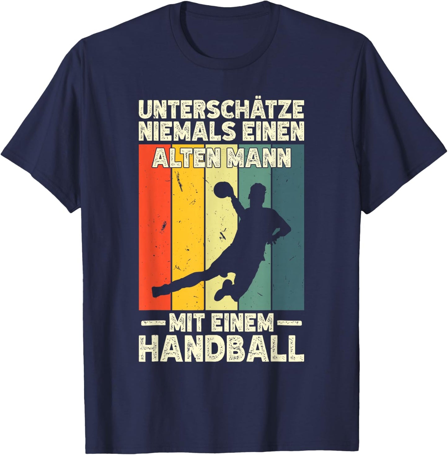 Männer Handballer Einen Alten Mann Mit Einem Handball T-Shirt - T-Shirt | Navy