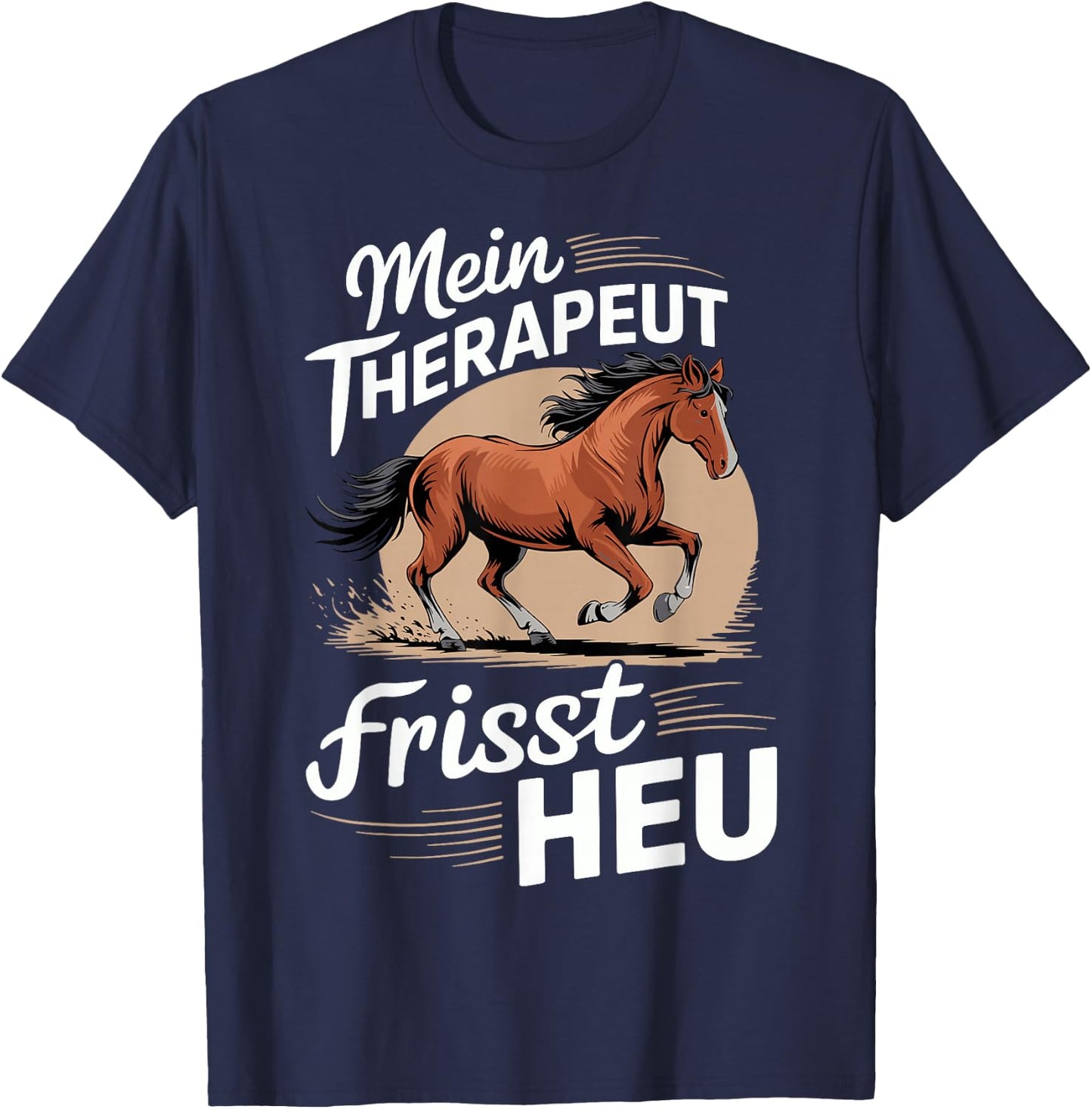 Pferdeliebhaber Pferd Damen reiten Mein Therapeut frisst Heu T-Shirt - T-Shirt | Navy