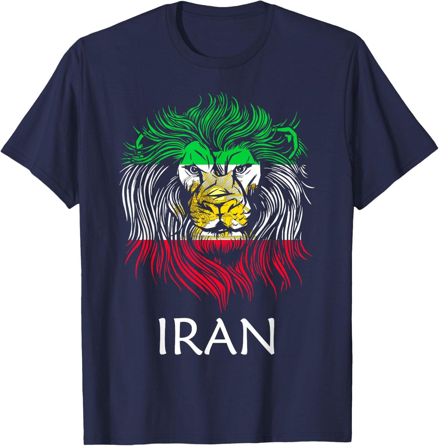 Iranian Lion Head Flag Iran , black T-Shirt - T-Shirt | Navy