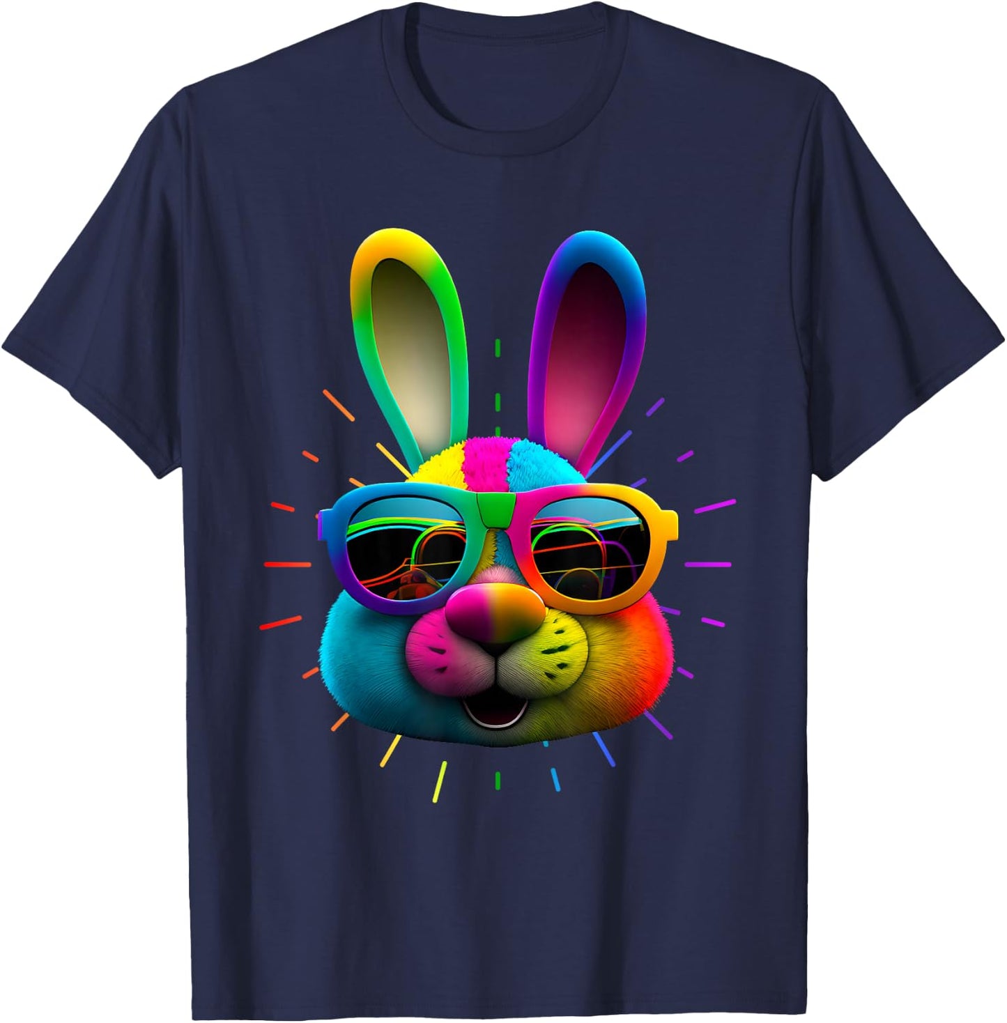 Hasengesicht Cooler Osterhase mit Brille Ostern Bunny Schwarz Klein Erwachsene Oster T-Shirt - T-Shirt | Navy