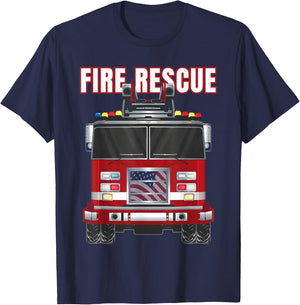American Fire Rescue Firefighter Department Truck Fireman T-Shirt - T-Shirt | Navy