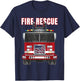 American Fire Rescue Firefighter Department Truck Fireman T-Shirt - T-Shirt | Navy