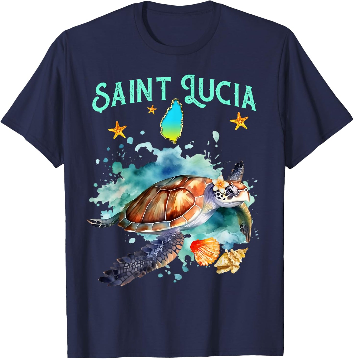 Tortue Marine De L'île De Sainte-Lucie Homme Femme Enfant T-Shirt - T-Shirt | Navy
