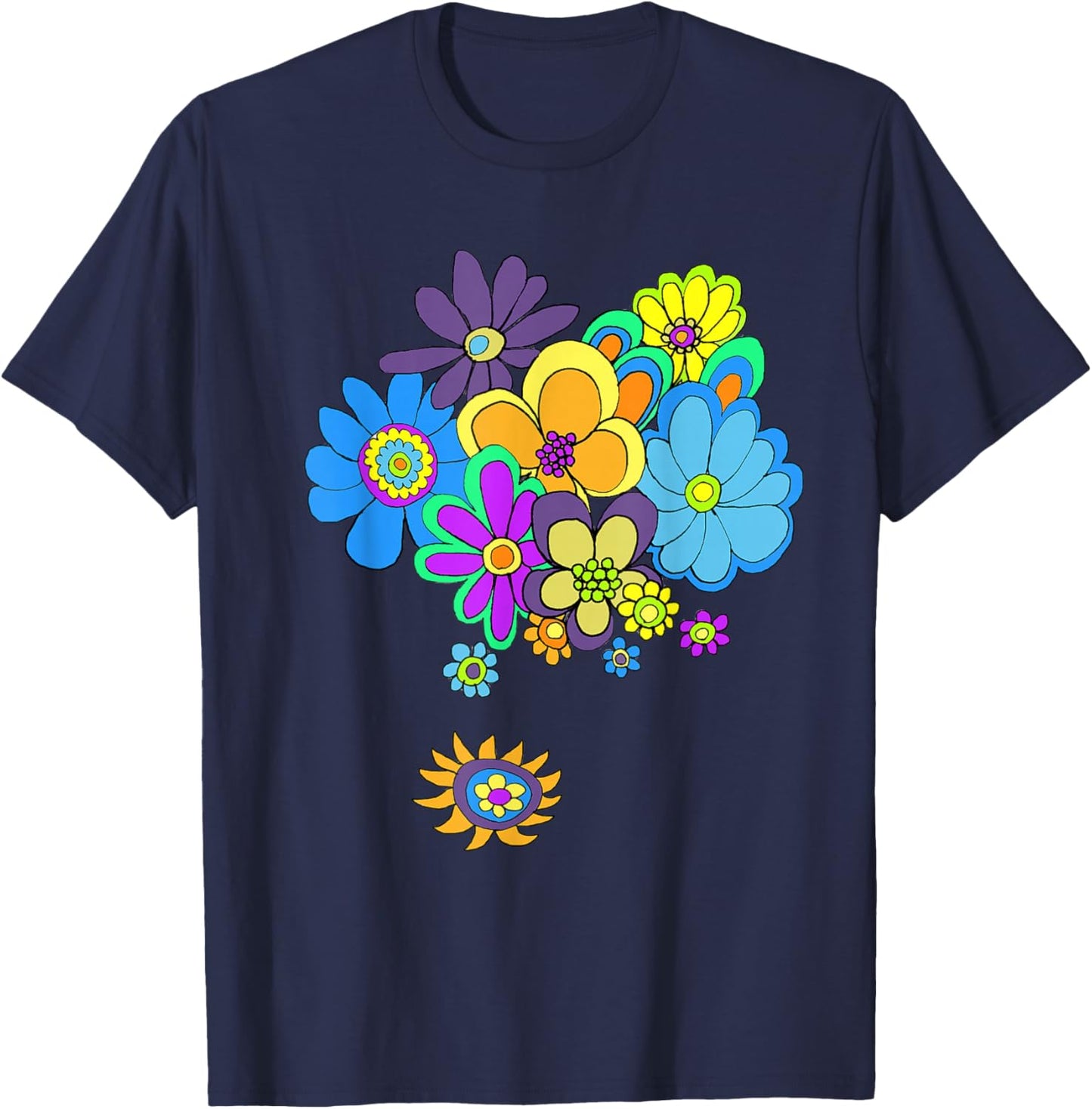 60s & 70s Retro Flower Power T Shirt T-Shirt - T-Shirt | Navy