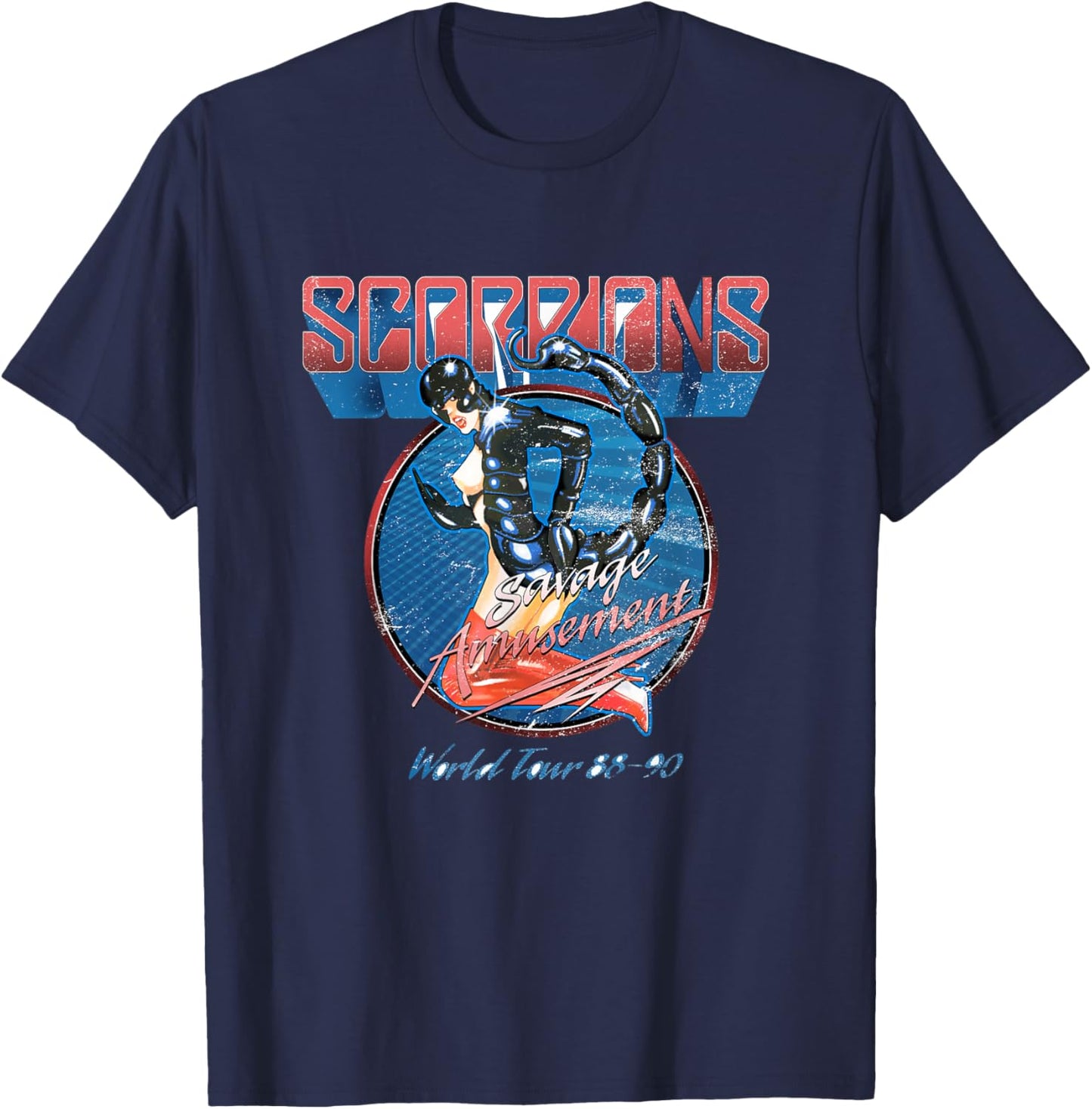 Offizielle Scorpions Savage Amusement World Tour T-Shirt - T-Shirt | Navy
